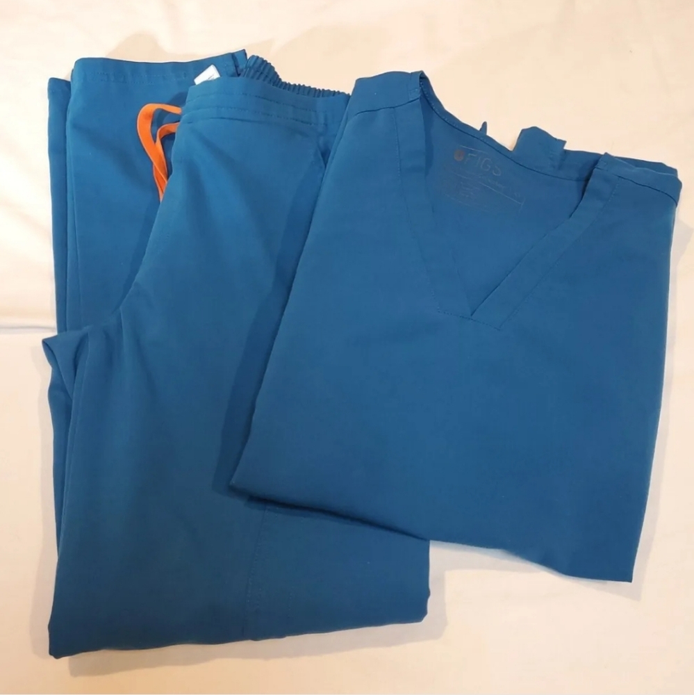 FIGS Womens XS Scrub Set Alps Blue Drawstring Pants READ